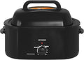 Roaster Oven 26Qt,1450W Electric Turkey Roaster Oven Buffet with Self-Basting Lid, Removable Pan and Rack, Cool-Touch Handles, Stainless Steel, Black