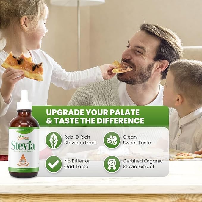 Liquid Stevia –Stevia Sweet Drops – Made from Reb-D Rich Organic Extract – Concentrated Liquid Sweetener for Drinks, Food, and Pastries, No Calories, and No Carbs – 16 Fl Oz (Pack of 2) (3200 Servings)