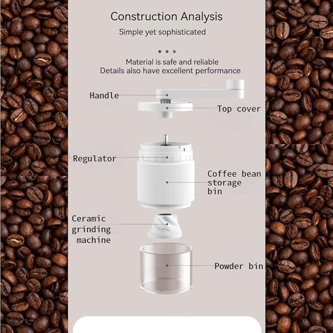 Manual Coffee Grinder, Premium Conical Burr Mill with 18 Adjustable Settings - Portable Hand Crank Bean Grinder for Espresso, French Press, Turkish Coffee, Includes Brush, Scoop & 100 Filters (white)