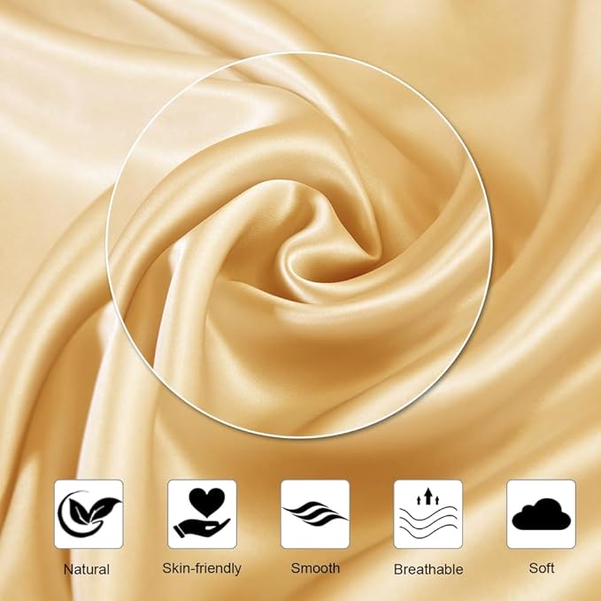Ravmix Silk Pillow Cases with Zipper, 21momme Mulberry Silk Pillowcase for Hair Skin Health, Soft Smooth Breathable Cool Pillow Cover for Beauty Sleep with Gift Box 1PC(Standard 20"x26", Gold)