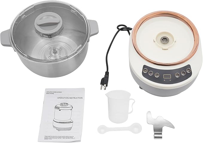 5L Electric Dough Maker with Ferment Function, 304 Stainless Steel Dough Mixer Machine with Digital Timer, Large Capacity Household Flour Kneading Machine for Pizza Bread Baking (Silver)