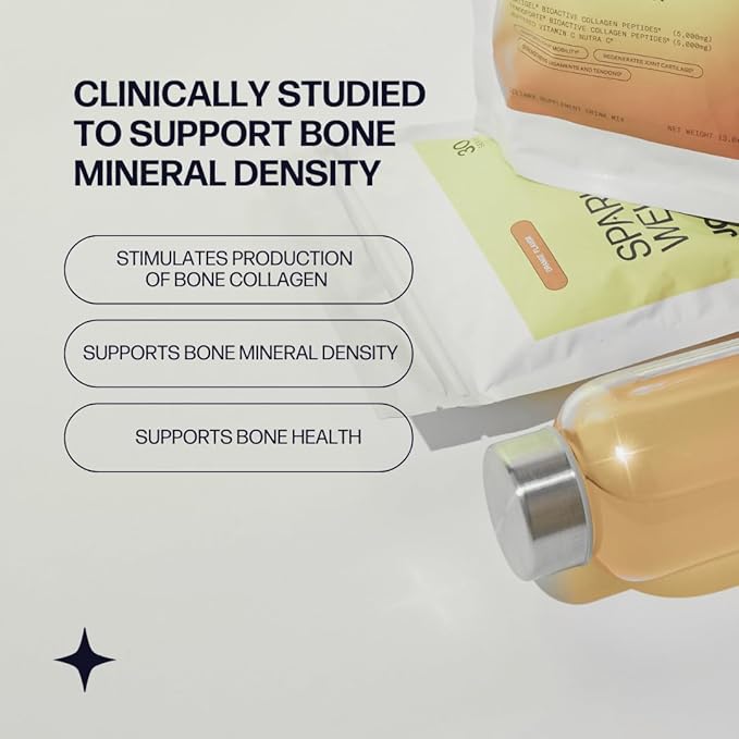 Sparkle Wellness Bone Mineral Boost (Acai Lemonade) [30 Serves] | Collagen Powder Supplement | FORTIBONE Bioactive Collagen Peptides and Buffered Vitamin C Nutra C | Bone Supplements