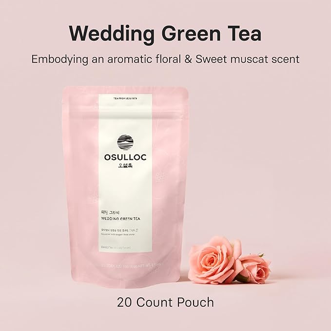 Osulloc Wedding Green Tea (Floral & Sweet Muscat Scent) | Sweet Fruit Tea | 20 Pyramid Tea Bags, 1.41oz