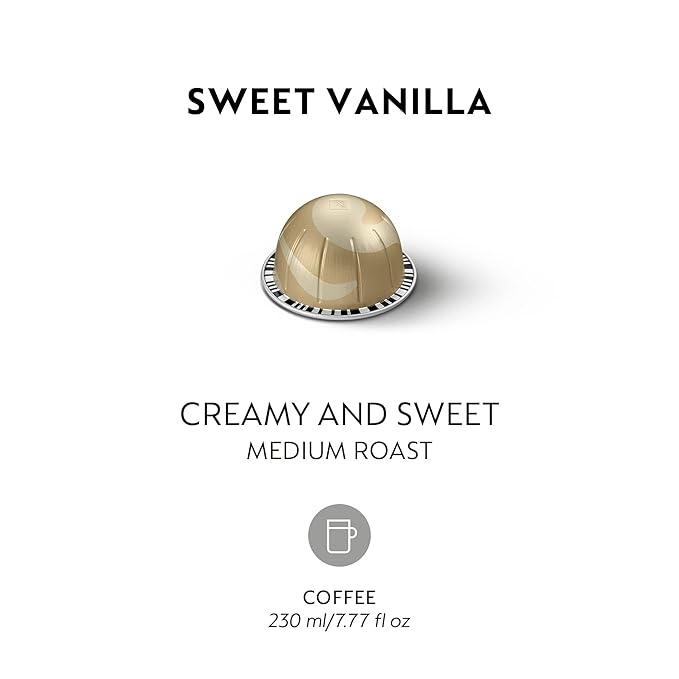 Nespresso Capsules Vertuo, Sweet Vanilla, Medium Roast Coffee, 30 Count Coffee Pods, Brews 7.8oz.