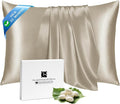 Ravmix Silk Pillow Cases with Zipper, 21momme Mulberry Silk Pillowcase for Hair Skin Health, Soft Smooth Breathable Cool Pillow Cover for Beauty Sleep with Gift Box 1PC(Standard 20"x26", Taupe)