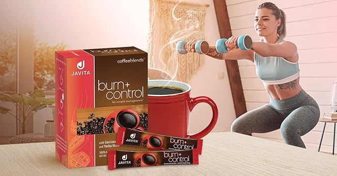 Burn + Control Instant Coffee – Smooth Arabica Blend with Garcinia & Yerba Mate – Supports Metabolism & Daily Energy – Convenient Slim-Style Coffee Mix (2 box/48 serv.)