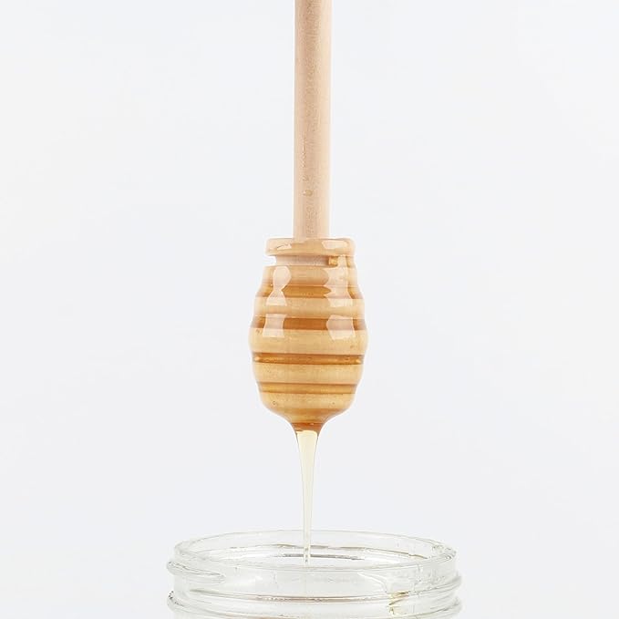 DESIOLE 4Pcs Wooden Honey Dipper Sticks, 6.3 Inch Honey Comb Stick, Mini Honey Mixing Stirrer Spoon for Honey Jar Dispense Drizzle Honey Wedding Party
