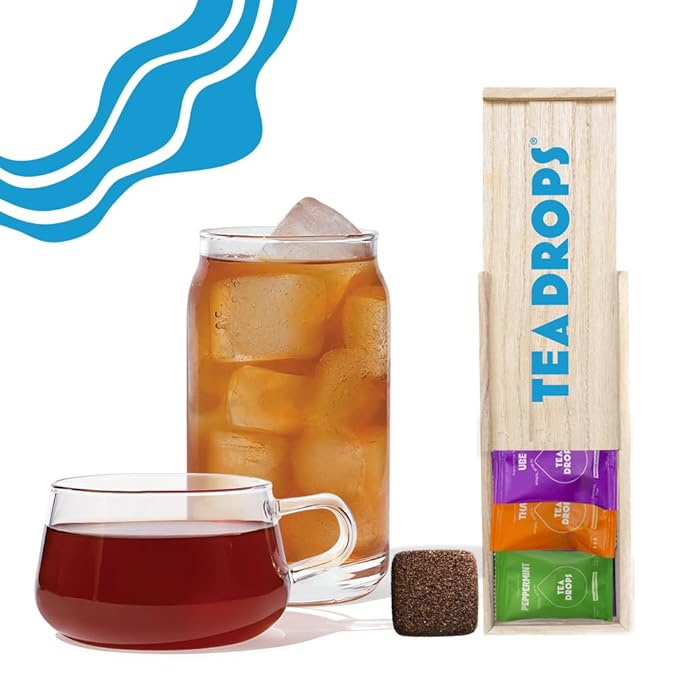 Tea Drops Holiday Gift Set | Organic Dissolvable Loose Leaf Tea | Microplastic-Free | Chai Spice Chocolate Earl Grey Citrus Ginger Rose Matcha Peppermint Ube Vanilla Bean Thai | 9 Sampler Assortment - 1 Per Flavor