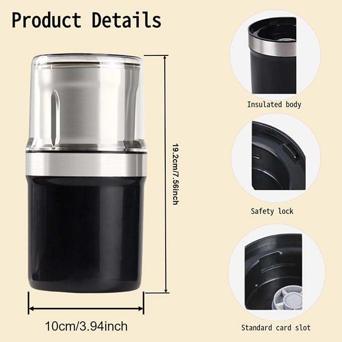 Voltix Electric Multi-Use Cup Grinder, Large Capacity Stainless Steel, Portable Electric Coffee Grinder & Spice Grinder for Home Kitchen, One Touch Coffee Mill for Beans, Spices (Dual Blade Set)