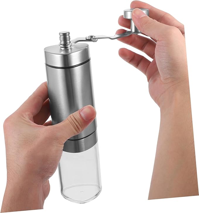 Manual Coffee Bean Grinder Stainless Crank Grinder Bean Pepper Mill for Home Office Travel Camping