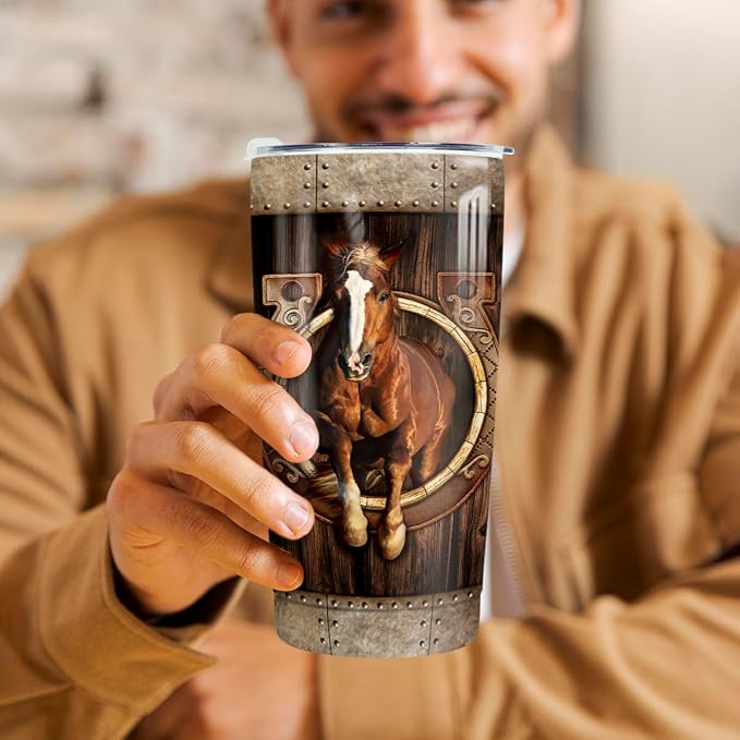 winorax Horse Tumblers 20oz Stainless Steel Insulated Cup Mugs with Lids - Equestrian Gifts for Horse Lovers - Birthday & Christmas