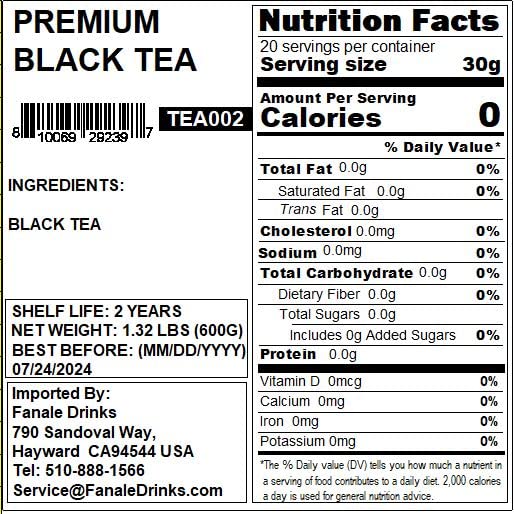 Fanale Premium Black Tea (600g / Bag) | Loose Leaf Tea | TEA002
