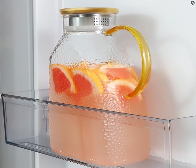 Glass Pitcher With Lid, 2 Liters Glass Pitchers With Handle And Lid, 68 oz Water Pitcher For Fridge, Tea Jug Carafe Jar For Hot/Cold Water Iced Juice Coffee Milk Fruit