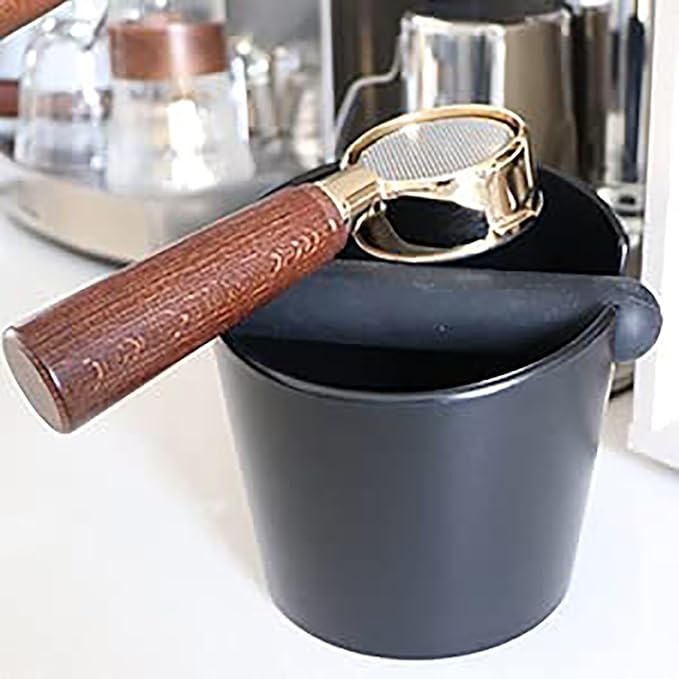 Round Coffee Knock Box 4.8 Inch Shock - Absorbent Durable Barista Style Knock Box With Removable Knock Bar and Non-Slip Base Gift