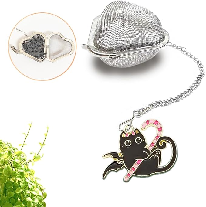 Magical Cat Tea Infuser Ball - 2 Pack Stainless Steel Loose Leaf Tea Steeper with Fine Mesh & Charm, Tea Strainer Gift for Tea Lovers (2, Magic Cat)