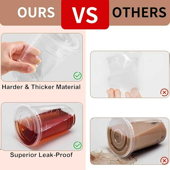 16 oz Clear Plastic Cups with Lids and Straws, 25 Pack Disposable Cold Drink Cups for Iced Coffee, Smoothies, Soda, Juice, Milk Tea, Ideal for Cafes, Parties, and Daily Use