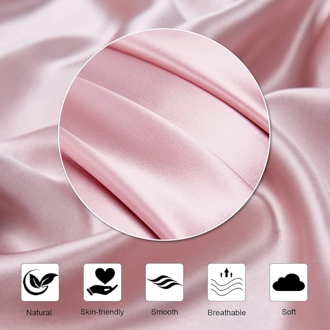 Ravmix Silk Pillow Cases with Zipper, 21momme Mulberry Silk Pillowcase for Hair Skin Health, Soft Smooth Breathable Cool Pillow Cover for Beauty Sleep with Gift Box 1PC(King 20"x36", Soft Pink)