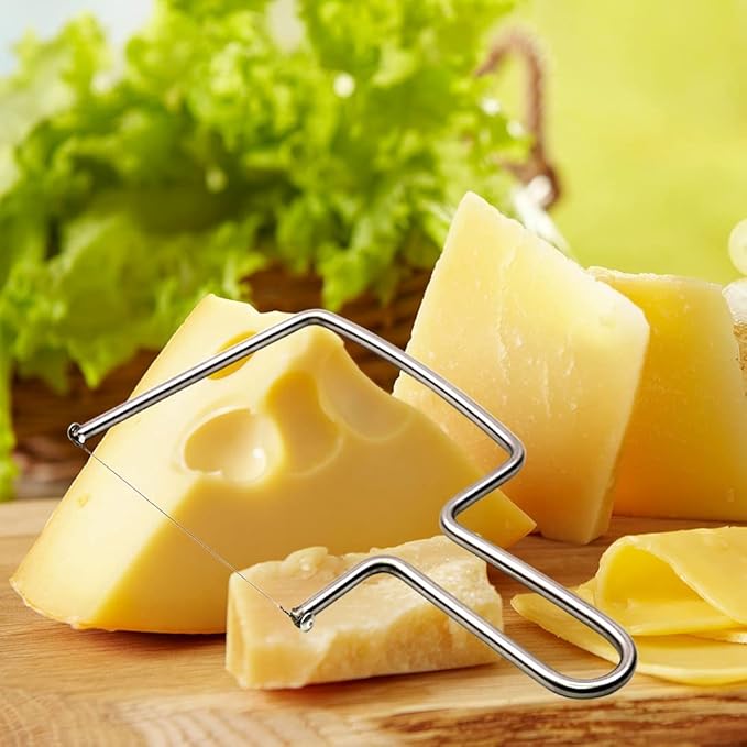 Aeon Design Cheese Slicer/Cutter With Extra 2 Wires-Easy And Fast Cutting Hard Or Semi Hard Block Cheeses-Stainless Steel Kitchen Tool-Long Lasting Wires