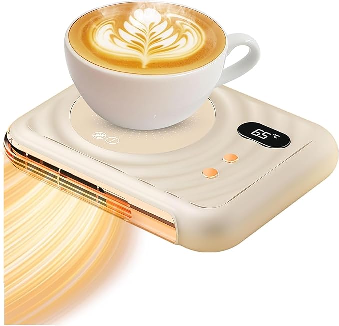 2025 Pro Mug Warmer with Warm Air Function, 3-Temp Settings, Coffee Mug Warmer for Desk Coffee Cup Warmer for Tea Milk Candle Cool Office Gadgets Accessories for Men Women Gifts for Coffee Lovers