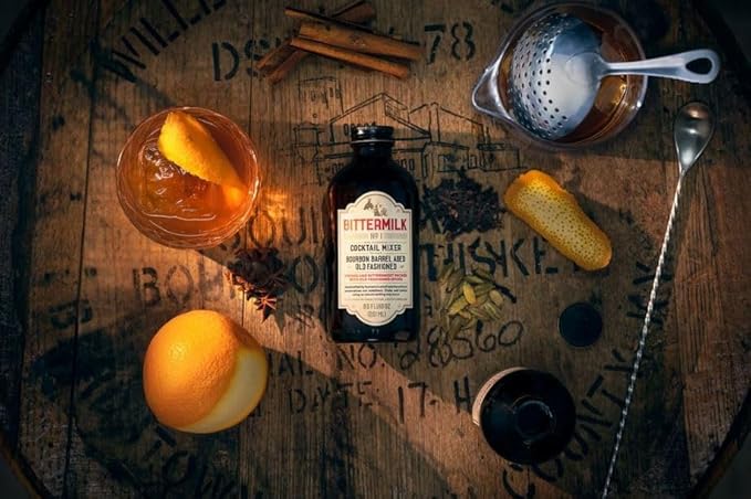 Bittermilk No.1 Bourbon Barrel Aged Old Fashioned Mix - All Natural Handcrafted Cocktail Mixer - Old Fashioned Syrup - More Complex than Bitters & Simple Syrup