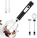 BEoffer Milk Frother Handheld Rechargeable 2000mAH Power Frother Wand Electric Foam Maker with 2 Stainless Whisks 3 Speeds Drink Mixer Coffee Frother for Latte, Cappuccino, Matcha (01 Black)