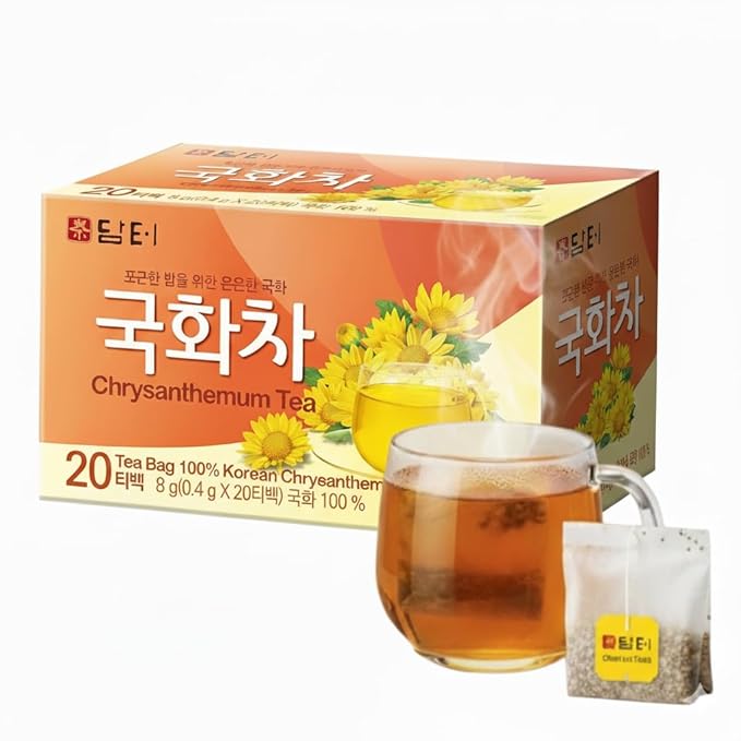 Damtuh Chrysanthemum Tea – Soothing Korean Herbal Flower Tea, Hot or Iced, Natural & Refreshing – 20 Tea Bags (0.4 g each)