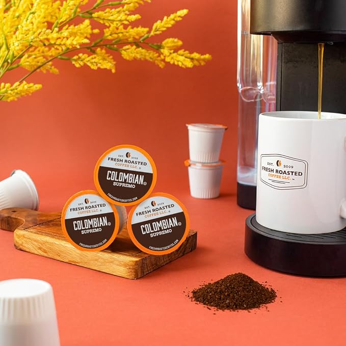 Fresh Roasted Coffee, Colombian, Medium Roast, 24 Pods for K Cup Brewers