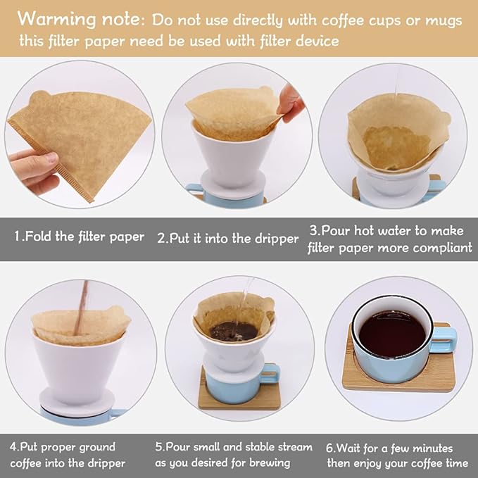 BYKITCHEN Size 02 Cone Coffee Filters, Set of 200, Disposable Paper Coffee Filters, Size 02 Natural Paper Filters for Pour Over Coffee Dripper and Coffee Maker (Natural Brown)