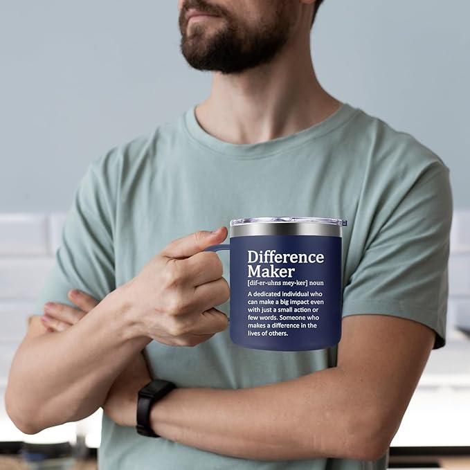 Fufendio Thank You Gifts for Men - Difference Maker Mug 14oz for Employee - Christmas, Birthday Gift for Men - Appreciation Gifts for Coworker, Teacher, Boss, Friend