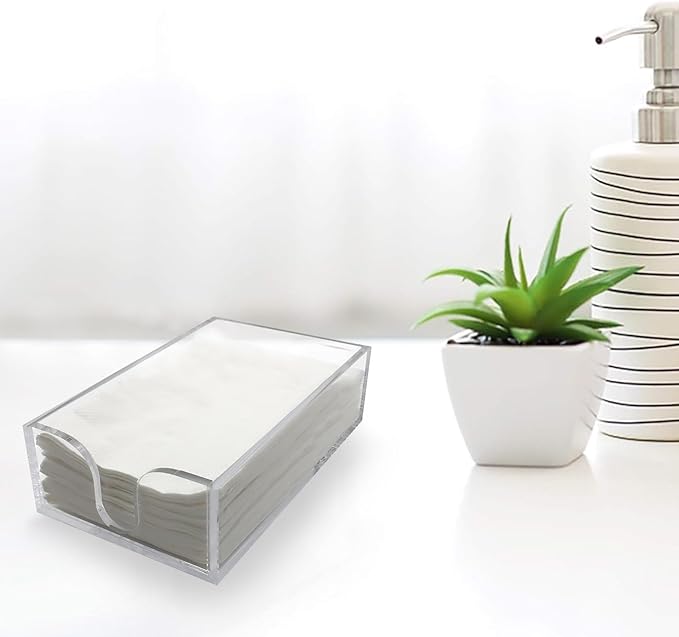 Acrylic Napkin Holder, Clear Rectangle Guest Towel Holder Tray for Bathroom, Kitchen, Office - 9x5.5x2.5in