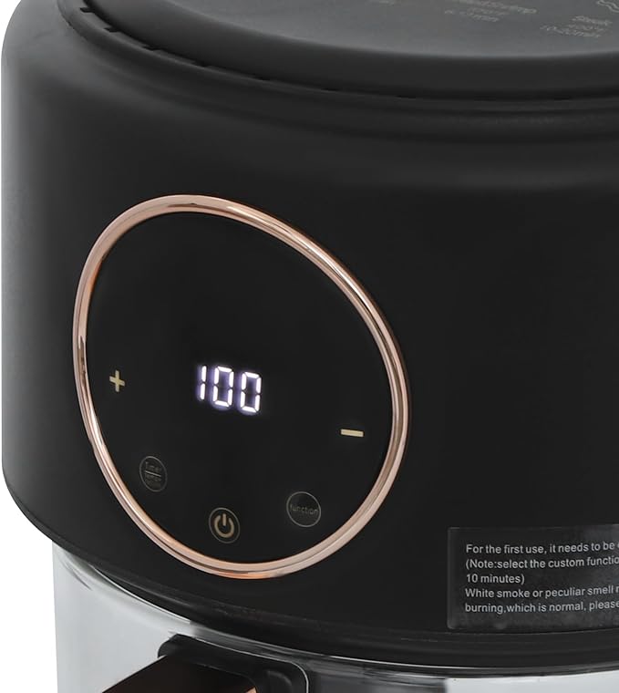 1200W Glass Air Fryer, 360° Viewable Airy Fryer, Small Glass Air Fryer 8 Preset Modes, Transparent Fry Bowl for Best Cooking Results, Cook Shrimp, Steak, Fries, Wings