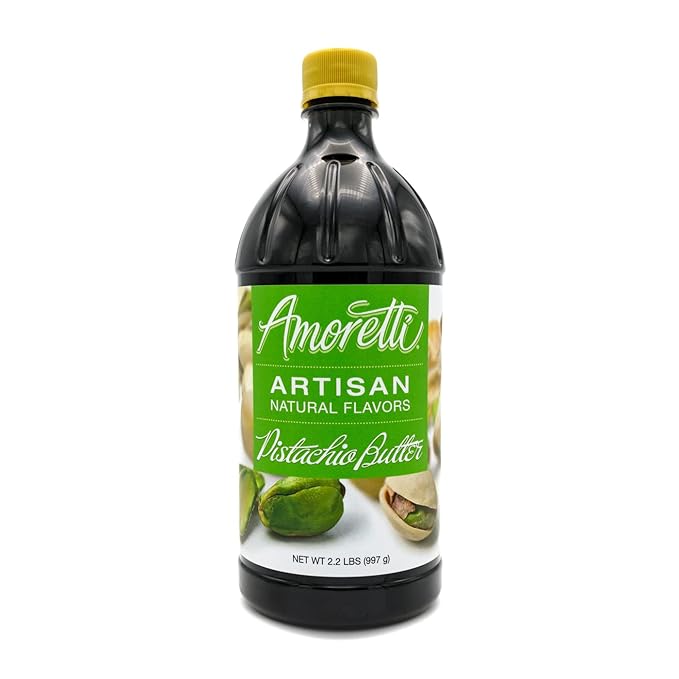 Amoretti - Natural Pistachio Butter Artisan Flavor Paste, 2.2 lbs, Perfect For Ice Cream, Beverages, Cakes, and more, Preservative Free, Vegan, Gluten Free, No Artificial Sweeteners, Concentrated