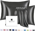 Ravmix Silk Pillow Cases 2 Pack with Zipper, 21momme Mulberry Silk Pillowcase for Hair Skin, Soft Smooth Breathable Cool Pillow Cover for Beauty Sleep with Gift Box(Standard 20"x26", Black)