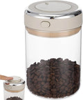 Glass Coffee Canister 1100ml, Airtight Coffee Bean Storage Jar with One-Way CO₂ Vent, Date Tracking Dial & One-Press Seal Lid, High Borosilicate Glass Coffee Container for Tea Sugar