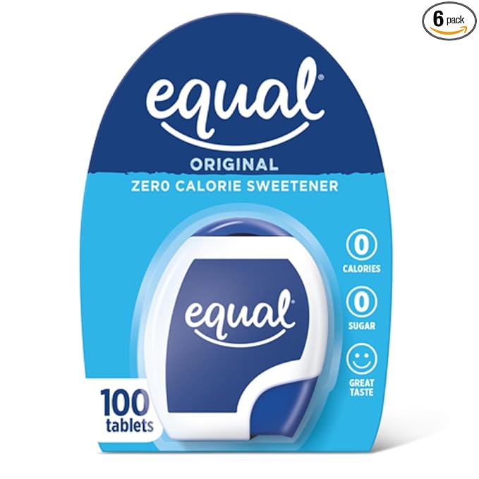 EQUAL 0 Calorie Sweetener Tablets, Aspartame and Acesulfame-K Sweetener, Sugar Substitute, Zero Calorie Sugar Substitute Tablets, Erythritol Free, 100 Ct (Pack of 6)