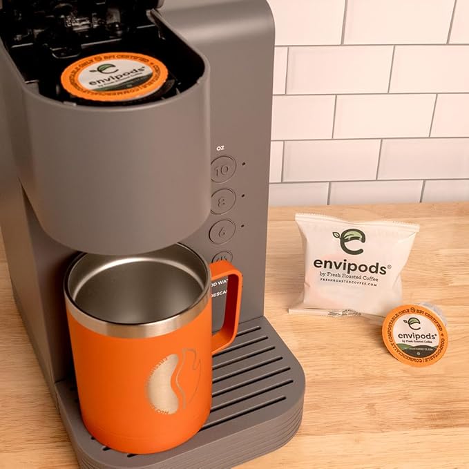 Fresh Roasted Coffee, USDA Organic Peru Water-Processed Decaf envipods | 3rd Party Tested for Pesticides, Mold, Mycotoxins, BPI Compostable | Med Roast 36 CT Indiv Wrapped Pods for K Cup Brewers