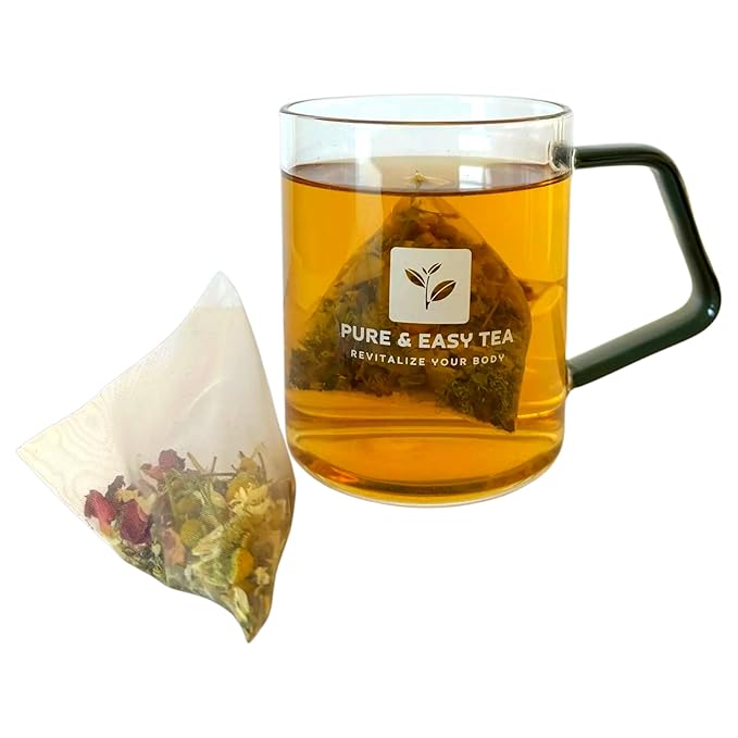 Pure And Easy Tea, Nighttime Nirvana, Sleep & Relaxation Herbal Tea, Caffeine-Free Whole-Leaf Blend with Chamomile, Lavender & Lemon Balm, Premium 20 Plant-Based Sachets