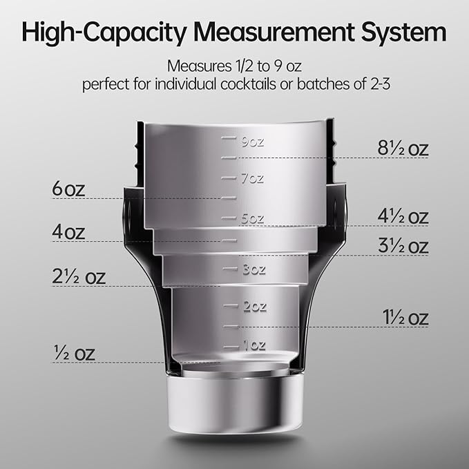 Hybrid Cocktail Shaker Set | Vacuum Insulated Stainless Steel Martini Shaker with Strainer & Jigger Lid | Travel cocktail kit with Bartender Accessory Tools | 30oz | Silver
