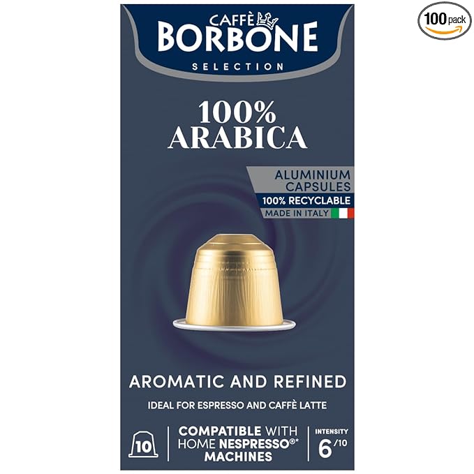 Caffè Borbone 100% Arabica Aluminum Capsules Compatible with Nespresso Original Machines, Medium Roast, 100 Count