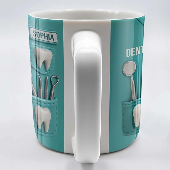 Personalized Dentist Mug, Dental Equipment Design Custom Coffee Cup, Gift For Dentists Or Dental Assistants, Graduation Gift For Dental Students, Dentistry Appreciation Present For Men And Women