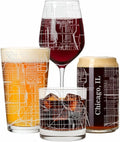 Blue Ridge Mountain Gifts - Chicago Souvenir - Illinois Glassware Gift, Etched City Map, Laser Engraved and Dishwasher Safe