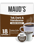Maud's Dark Roast Coffee Pods, 18ct, Recyclable Single Serve Pods – 100% Arabica Coffee, Compatible with Keurig K Cups Maker