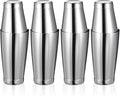 8Pcs Boston Cocktail Shaker, Professional Stainless Steel Tins Bartender Kit with 18oz & 24oz Mixed Drink Shakers Tool （Silver）