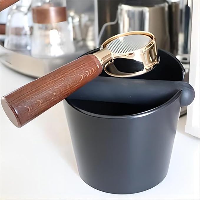 HOMEE Coffee Knock Box with Silicone Coffee Tamper Mat, 4.8 Inch Shock-Absorbent Durable Barista Style Knock Box With Removable Knock Bar and Non-Slip Base, Equipped Anti-Slip Espresso Tamper Mat