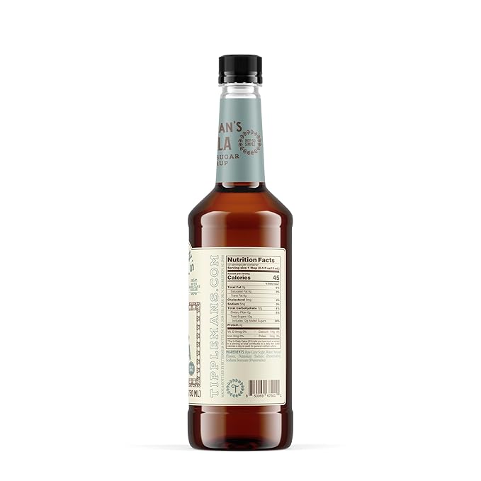 Tippleman's Sugar Free Vanilla Coffee Syrup, Zero-Sugar, Great for Drinks, Lattes & Espressos – 750ml Bottle Fits Pump