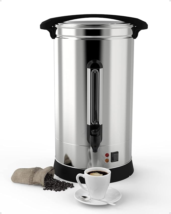 16L/4.2 Gal Commercial Coffee Urn with Double Wall Insulation, Stainless Steel Electric Coffee Maker & Beverage Dispenser, 110 Cups Large Capacity for Weddings, Parties, Catering, Buffets