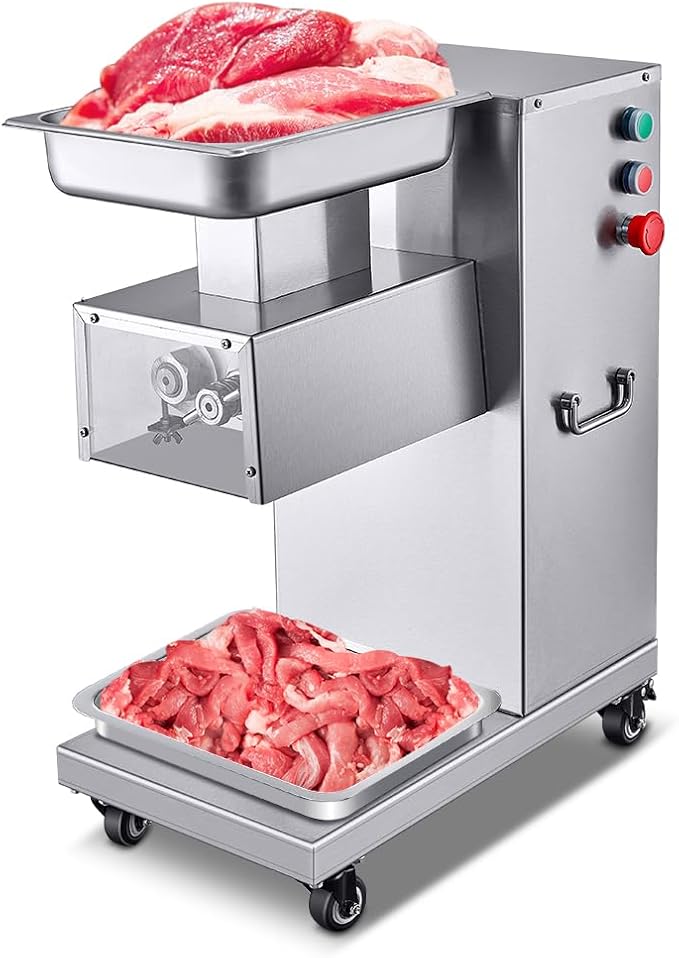 BOOROS Commercial Meat Cutter Machine 750W Electric Vertical Stainless Steel Meat Slicer 130L Commercial Meat Cutting Machine,1100lb/h,Equipped with 3mm Blade for Kitchen,Restaurants,Supermarket 110V