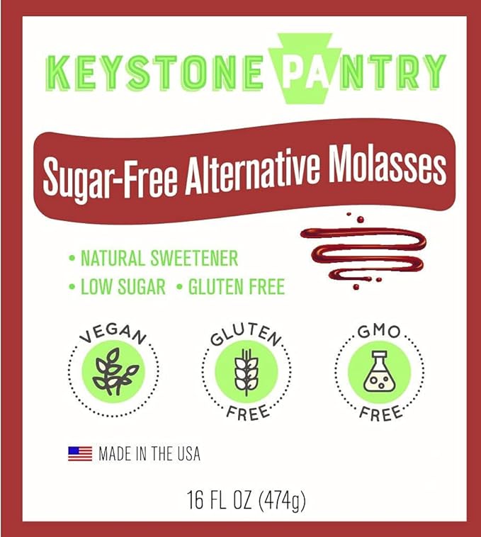 Keystone Pantry Sugar-Free Alternative Molasses – 16 OZ Bottle - Vegan & Gluten Free – Low Sugar Liquid Sweetener – Sugar Substitute