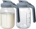 Novelinks 32OZ Glass Pitcher with Lid, Wide Mouth Mason Jar Pitcher, Leak-proof Water Jug for Juice, Milk,iced Coffee Lemonade Tea,2 Pack