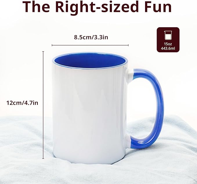 Ceramic 15oz Sublimation Coffee Mug Blue, Case of 12